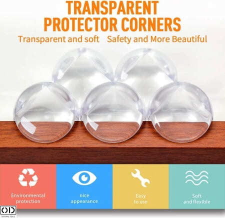 Set 10 Coltare din Silicon pentru Protectie Ridicata la Colturile Mobilei, pentru Siguranta Copii, din Silicon, Rotund [18]