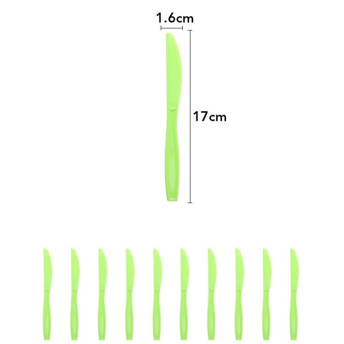 Set 10 Cutite de Unica Folosinta, , Colectia Dino Park, 17 x 1.6 cm, din Plastic PE, Verde [2]