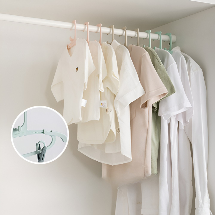 Set 10 de Cleme pentru Haine, , de Prindere pentru Pantaloni, Atasabile la Umerase, 1.6x2.3x6.35 cm, Verde [3]