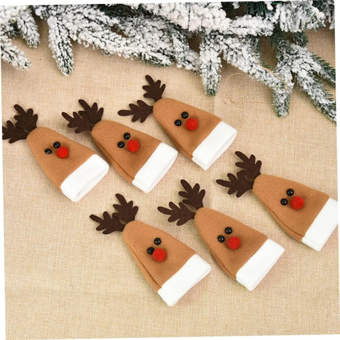 Set 10 Decoratiuni de Craciun, , pentru Sticle, Tacamuri, Model Ren, 14 x 6 cm, Multicolor [3]