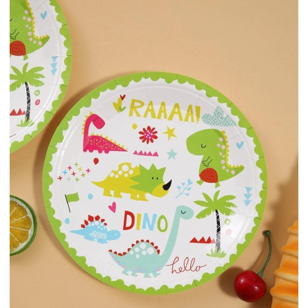 Set 10 Farfurii Petrecere, , Colectia Dino Park, 17 cm Diametru, din Carton, Multicolor [5]