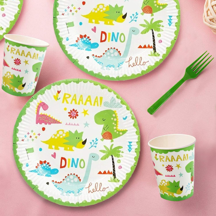 Set 10 Farfurii Petrecere, , Colectia Dino Park, 23 cm Diametru, din Carton, Multicolor [3]