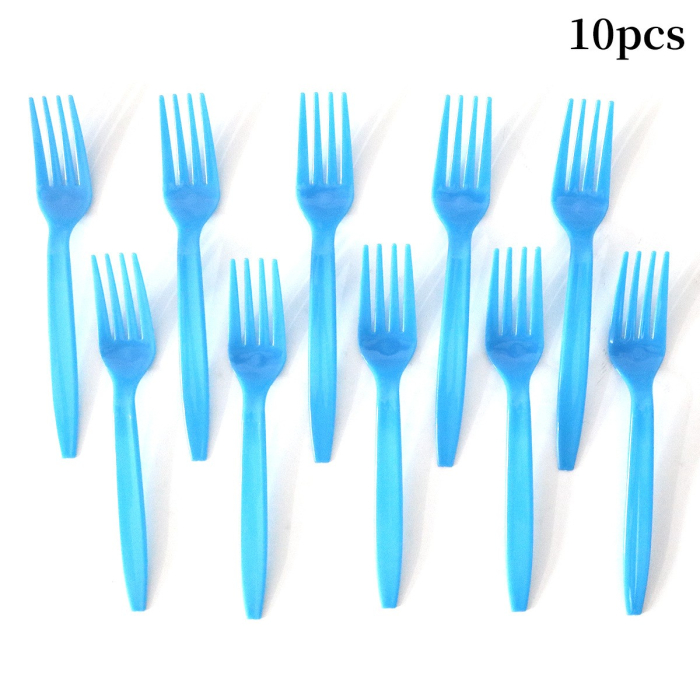 Set 10 Furculite de Unica Folosinta, , Plastic, 15.5 x 2.5 cm, Albastru [3]