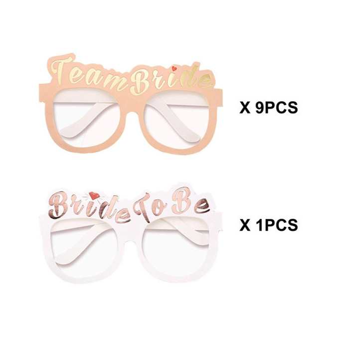 Set 10 Ochelari, , Tematica Petrecerea Burlacitelor, Model Team Bride si Bride to Be, 9 x Roz, 1 x Alb [5]