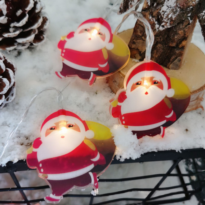 Set 10 Ornamente pentru Instalatie, , Atasare la Instalatia de Craciun, Design Festiv, Protectie Becuri Instalatie, Rezistente la Zapada, Interior/ Exterior, Model Mos Craciun cu Sac [5]