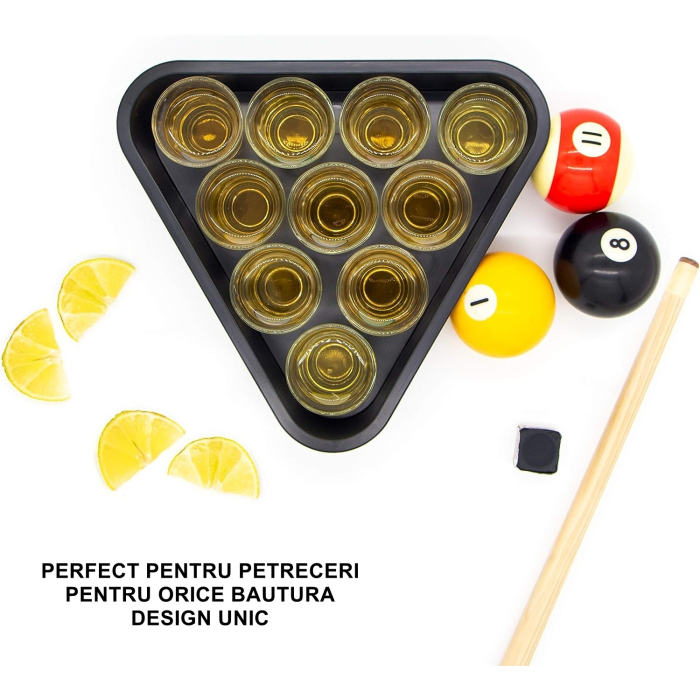 Set 10 pahare de shot , cu Suport de Biliard, 30 ml, din sticla, 10 x 10 cm, multicolor [3]