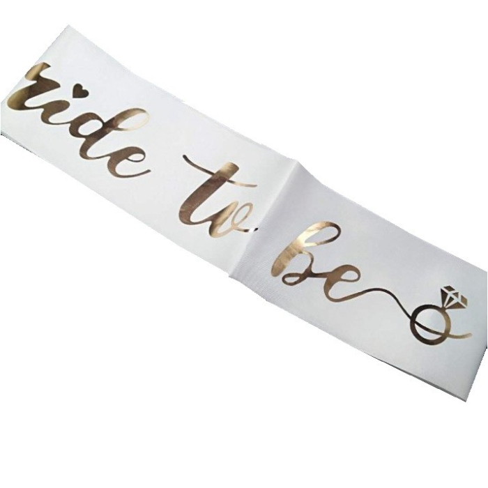 Set 10 Panglici Bride to Be si Team Bride, , din Panza, Alb/Roz [4]