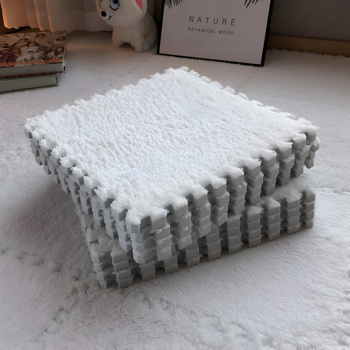 Set 10 Piese Covor tip Puzzle, , Spuma EVA, Pufos, 30 x 30 x 1 cm, Alb [7]