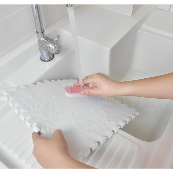 Set 10 Piese Covor tip Puzzle, , Spuma EVA, Pufos, 30 x 30 x 1 cm, Alb [5]