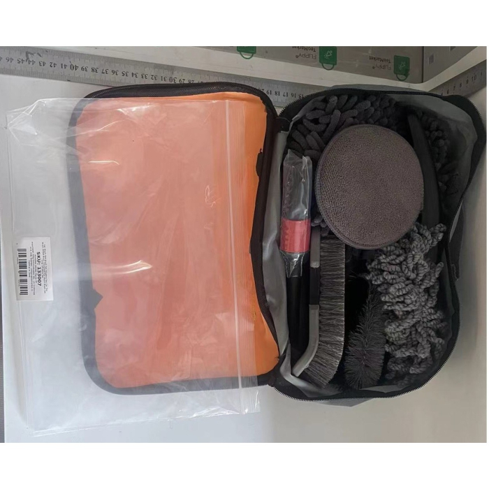 Set 10 Piese pentru Spalat Auto, , din Plastic si Microfibra, Perii si Lavete, Model C, Gri [7]