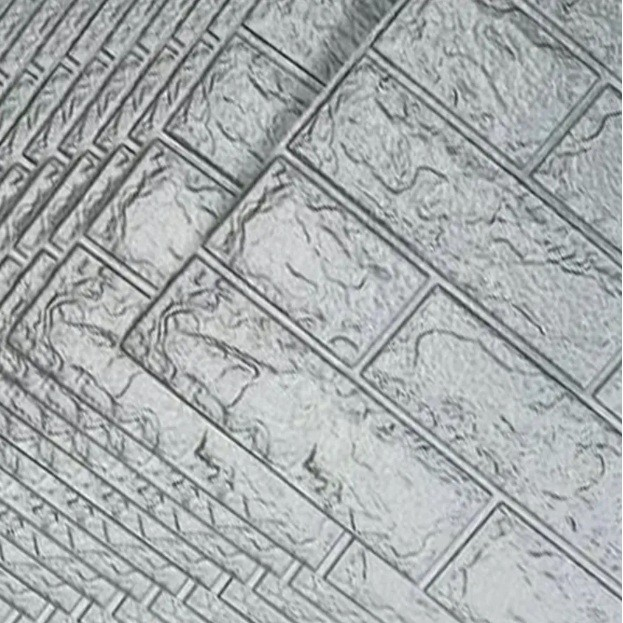 Set 10 Placi de Tapet, , Autoadezive, 70 x 77 cm, 2.5 mm Grosime, Suprafata Acoperita 5.3 mp, din PVC, Model Caramida, Argintiu [3]