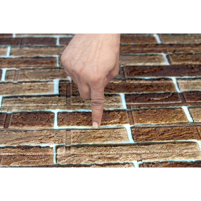 Set 10 Placi de Tapet, , Autoadezive, 70 x 77 cm, 2.5 mm Grosime, Suprafata Acoperita 5.3 mp, din PVC, Model Caramida, Maro [3]