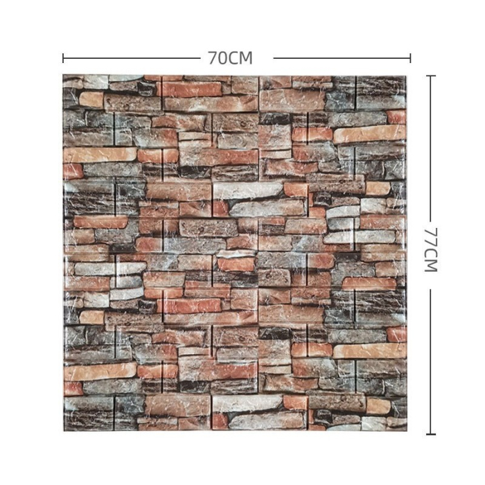 Set 10 Placi de Tapet, , Autoadezive, 70 x 77 cm, 3.5 mm Grosime, Suprafata Acoperita 5.3 mp, din PVC, Model Caramida, Multicolor [5]