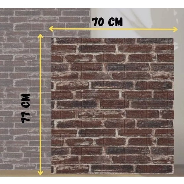 Set 10 Placi de Tapet, , Autoadezive, 70 x 77 cm, 4 mm Grosime, Suprafata Acoperita 5.3 mp, din PVC, Model Caramida Rosie, Caramiziu [6]