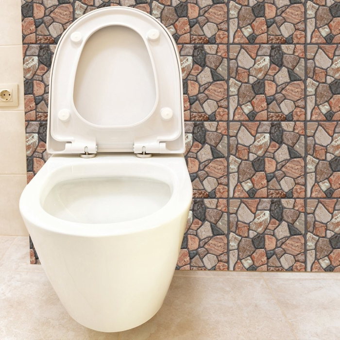 Set 10 Placi Tapet 3D, , 30 x 30 cm, din PVC, Tip Piatra, Suprafata acoperita 0.9 mp, Autoadeziv, Caramiziu [6]