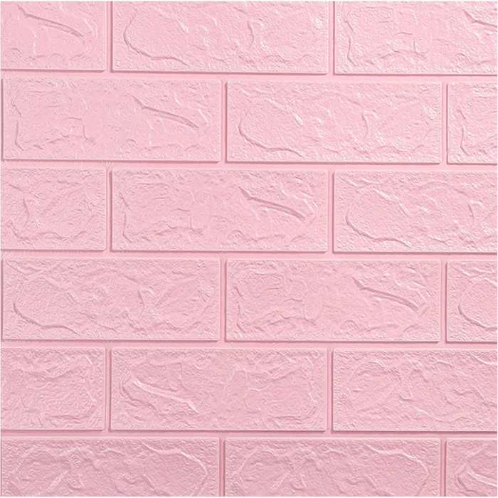 Set 10 Placi Tapet 3D, , 35 x 38 cm, Grosime 3 mm, din Polietilena, Model Caramida, Suprafata acoperita 1.33 mp, Roz [6]
