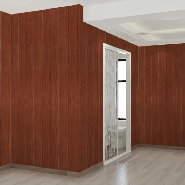 Set 10 Placi Tapet 3D, , 70 x 70 cm, Grosime 3 mm, din Rasina, Tip Placi de Lemn, Suprafata Acoperita 4.9 mp, Caramiziu [2]