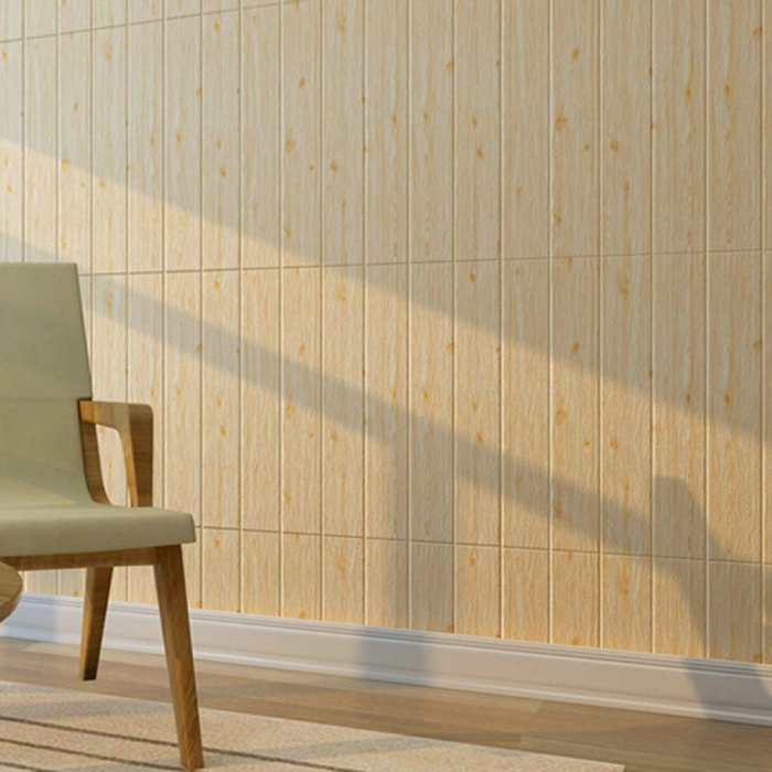 Set 10 Placi Tapet 3D, , 70 x 70 cm, Grosime 3 mm, din Rasina, Tip Placi de Lemn, Suprafata Acoperita 4.9 mp, Crem [3]