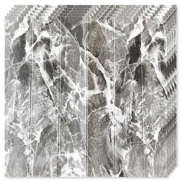 Set 10 Placi Tapet 3D, , 70 x 70 cm, Grosime 3 mm, din Rasina, Tip Placi de Lemn, Suprafata Acoperita 4.9 mp, Gri Marmorat [2]