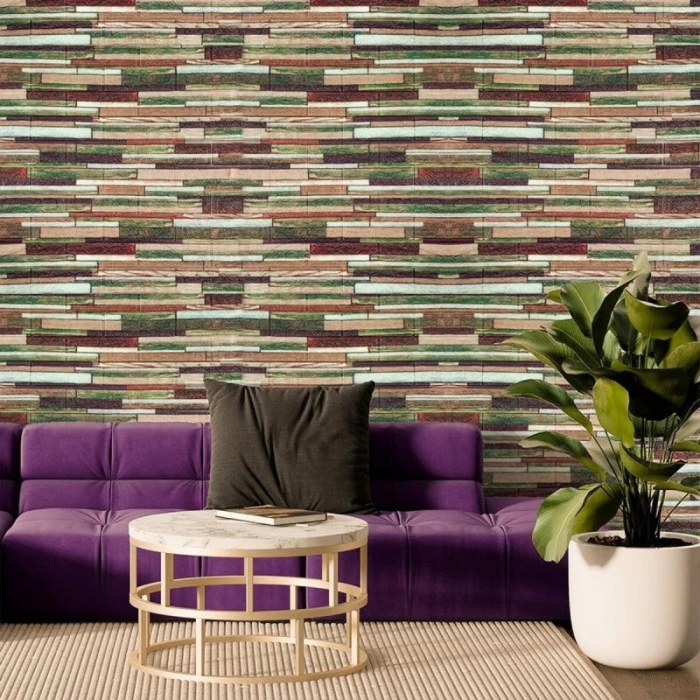 Set 10 Placi Tapet 3D, , 70 x 77 cm, Grosime 3 mm, din Polietilena, Model Caramida, Suprafata acoperita 5.3 mp, Caramida Colorata [2]