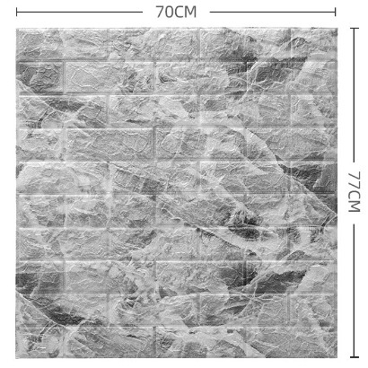 Set 10 Placi Tapet 3D, , 70 x 77 cm, Grosime 3 mm, din Polietilena, Model Caramida, Suprafata acoperita 5.3 mp, Marmura Gri [4]