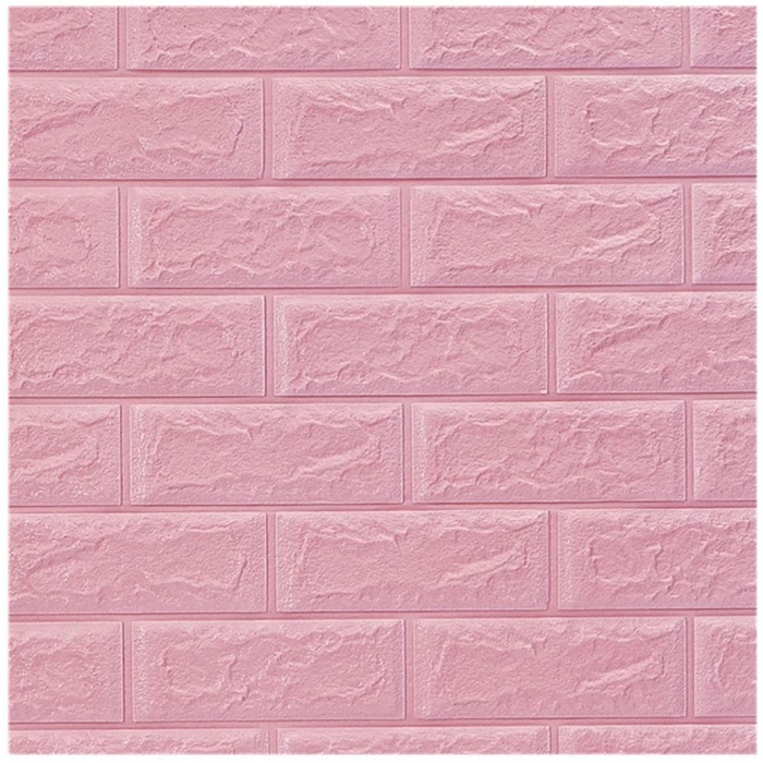 Set 10 Placi Tapet 3D, , 70 x 77 cm, Grosime 3 mm, din Polietilena, Model Caramida, Suprafata acoperita 5.3 mp, Roz [6]
