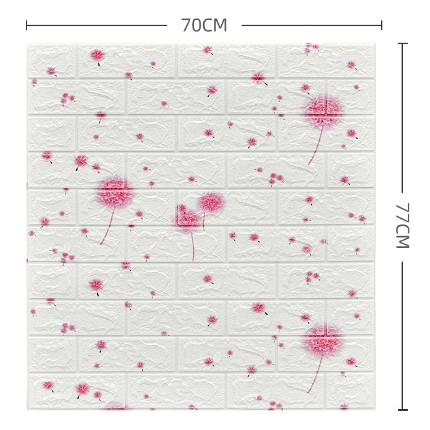 Set 10 Placi Tapet 3D, , 70 x 77 cm, Grosime 3 mm, din Polietilena, Tip Caramida, Model Papadie Roz, Suprafata acoperita 5.3 mp, Alb [5]