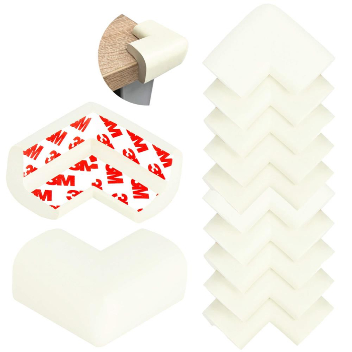Set 10 protectii colturi pentru siguranta copii, 60x35mm, spuma EPE, crem [17]