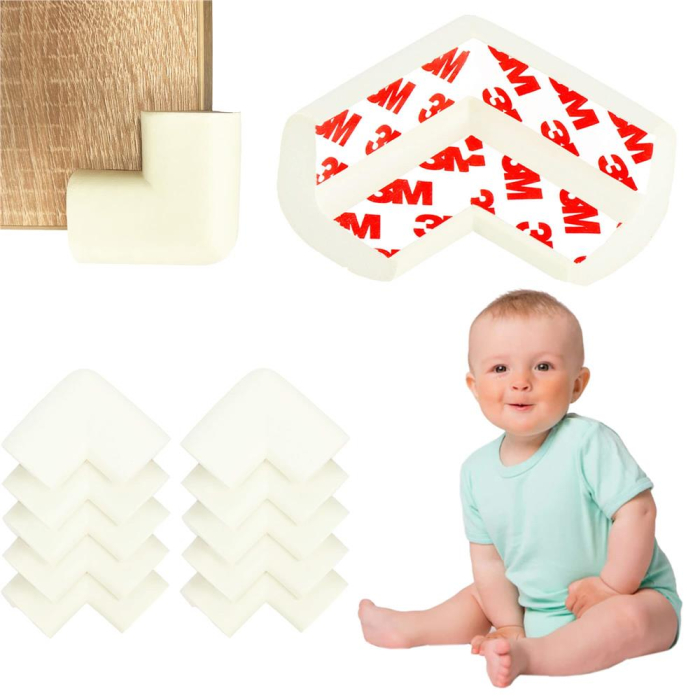 Set 10 protectii colturi pentru siguranta copii, 60x35mm, spuma EPE, crem [15]