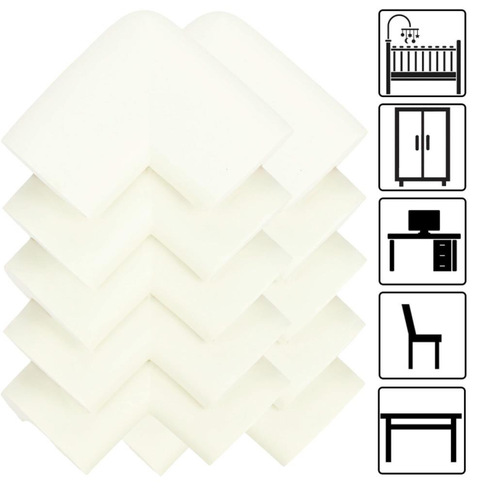 Set 10 protectii colturi pentru siguranta copii, 60x35mm, spuma EPE, crem [11]