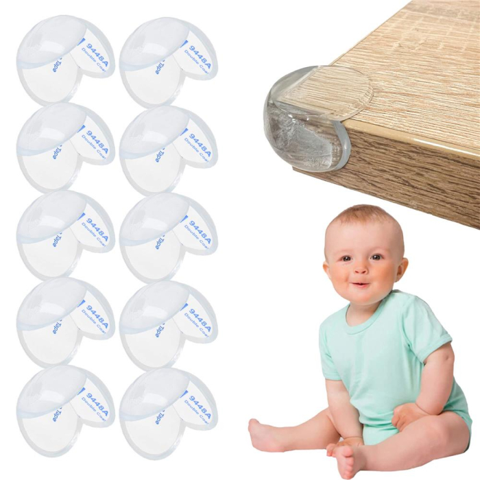 Set 10 protectii colturi pentru siguranta copii, drepte, 40x20mm, silicon, transparent [18]