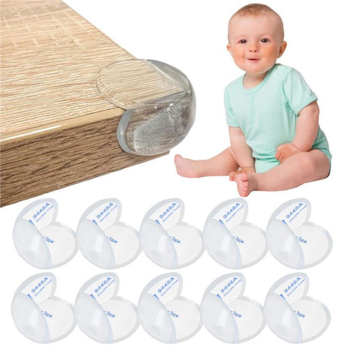 Set 10 protectii colturi pentru siguranta copii, drepte, 40x20mm, silicon, transparent [15]