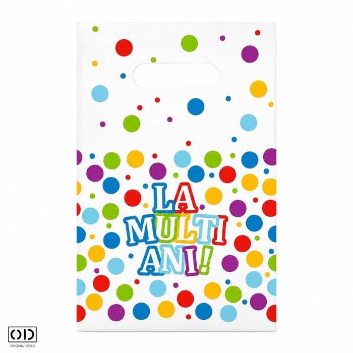 Set 10 Pungi Cadou cu Maner, Mesaj La Multi Ani, 16,5 x 25 cm, Multicolor | ORIGINAL DEALS [8]