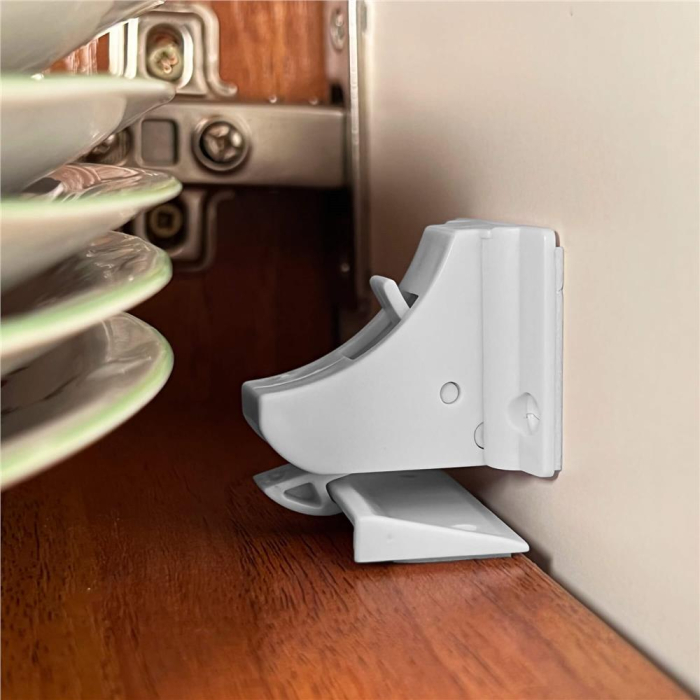 Set 4 sigurante magnetice ascunse, blocator sertare si usi, 2 sisteme fixare incluse, alb [4]