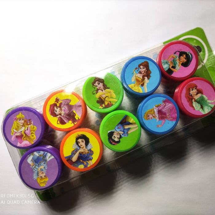 Set 10 Stampile, , pentru Copii 4-6 Ani, Model Printese din Desene, 20 x 5 x 2 cm, Multicolor [4]