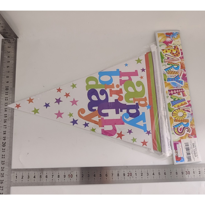 Set 10 Stegulete Tip Banner, , Colectia Happy Birthday, 270 cm Lungime, din Hartie Cretata, Multicolor [5]