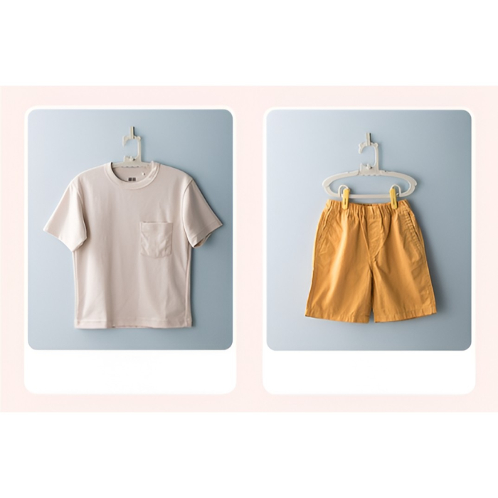 Set 10 Umerase pentru Copii, , Potrivite pentru Uscarea si Depozitarea Hainelor de Bebelusi, 28x16.7 cm, Crem [2]