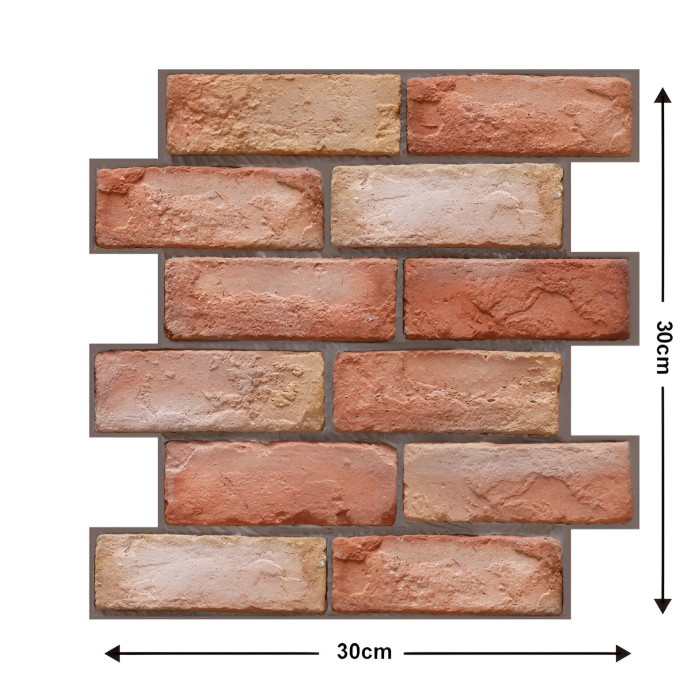 Set 10 x Placi Tapet Autocolant 3D cu Imitatie de Caramida, pentru Perete Bucatarie Sufragerie, Usor de Curatat, Rezistent la Apa, Autoadeziv, 30x30 cm, Maro [10]