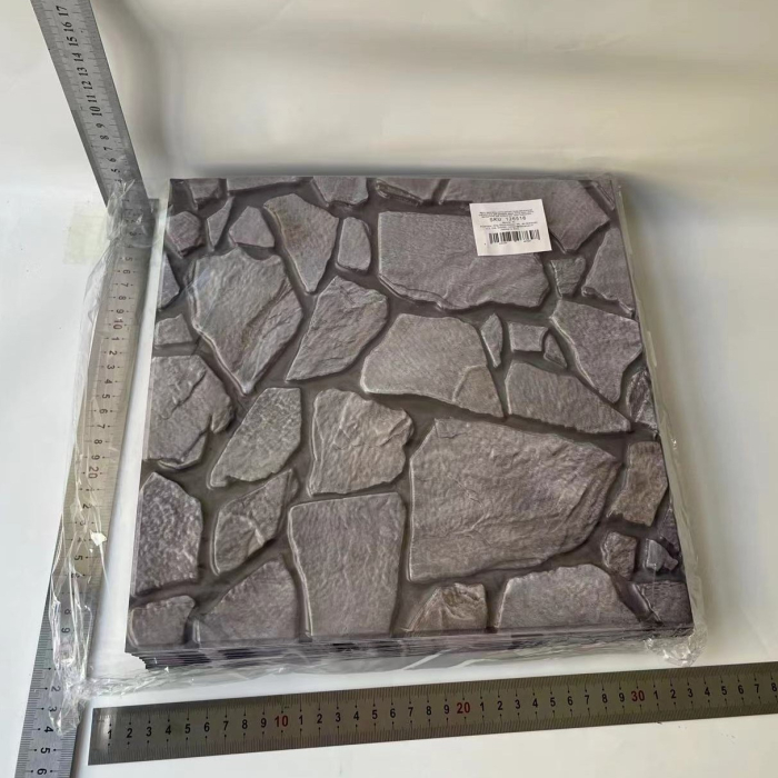 Set 10 x Placi Tapet Autocolant 3D cu Imitatie de Pietre, pentru Perete Bucatarie Sufragerie, Usor de Curatat, Rezistent la Apa, Autoadeziv, 30x30 cm, Gri [2]