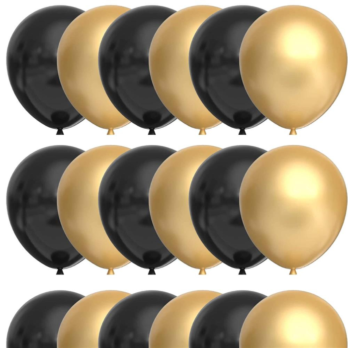 Set 100 baloane pentru petrecere, 40cm, negru auriu [10]