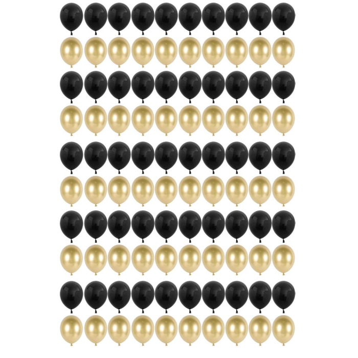 Set 100 baloane pentru petrecere, 40cm, negru auriu [11]