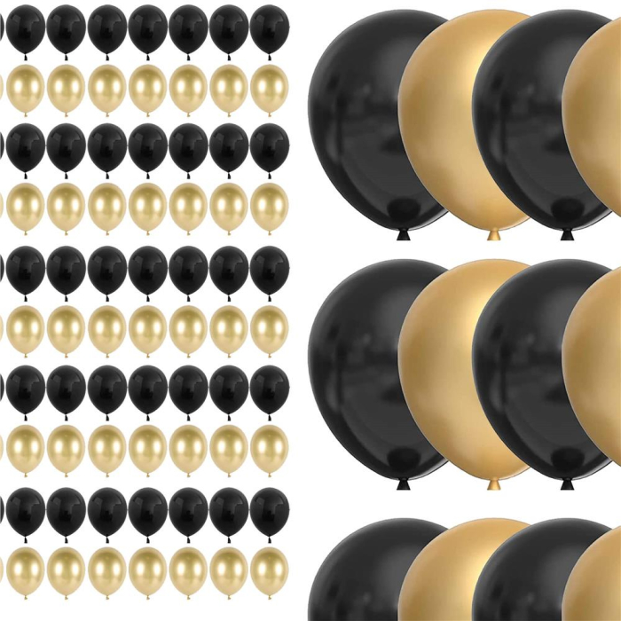 Set 100 baloane pentru petrecere, 40cm, negru auriu [5]