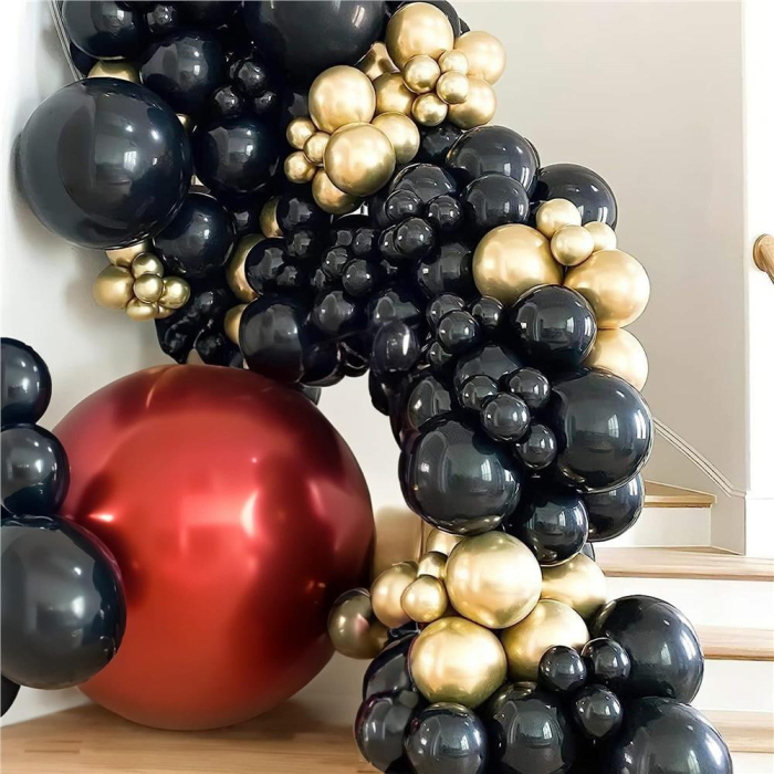Set 100 baloane pentru petrecere, 40cm, negru auriu [7]