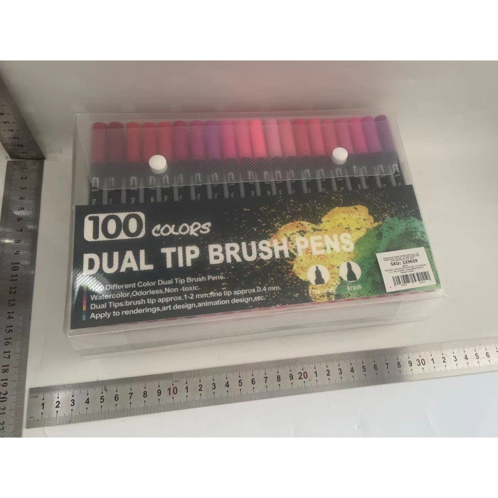 Set 100 Carioci, , pe Baza de Apa, 2 Tipuri de Varf, 1-2 mm, 0.4 mm, Corp Carioca Negru, din Plastic, Multicolor [6]