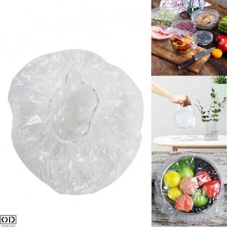 Set 100 Huse tip Capac pentru Protectie Boluri si Alimente, 8 - 20 cm, Transparente din PVC cu Elastic [2]