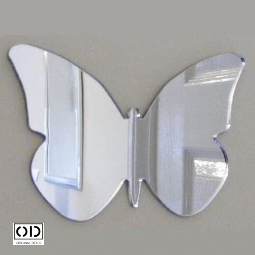 Set 100 Oglinzi Acrilice Autoadezive in Forma de Fluture, 40x4 cm si 60x3 cm, Premium, Argintiu [8]