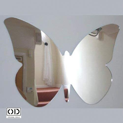 Set 100 Oglinzi Acrilice Autoadezive in Forma de Fluture, 40x4 cm si 60x3 cm, Premium, Argintiu [7]