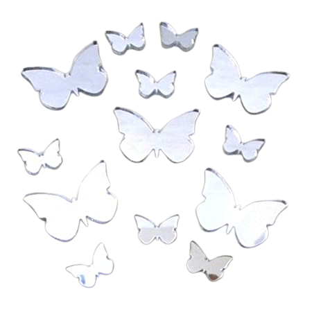 Set 100 Oglinzi Acrilice Autoadezive in Forma de Fluture, 40x4 cm si 60x3 cm, Premium, Argintiu [4]