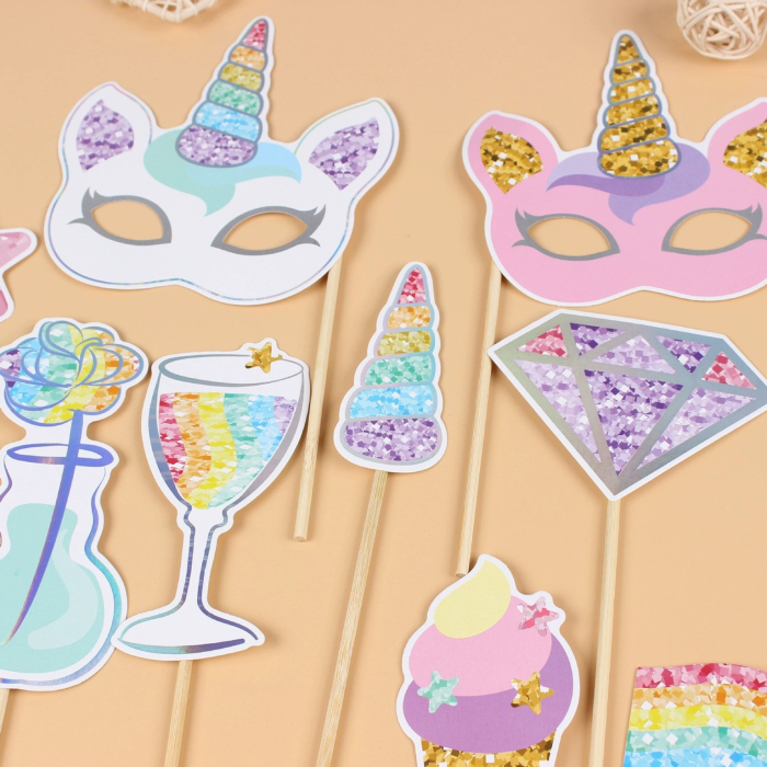 Set 12 Accesorii pentru Petrecere, , Props pentru Photo Corner, Tema Aniversare Copii, Multicolor [4]
