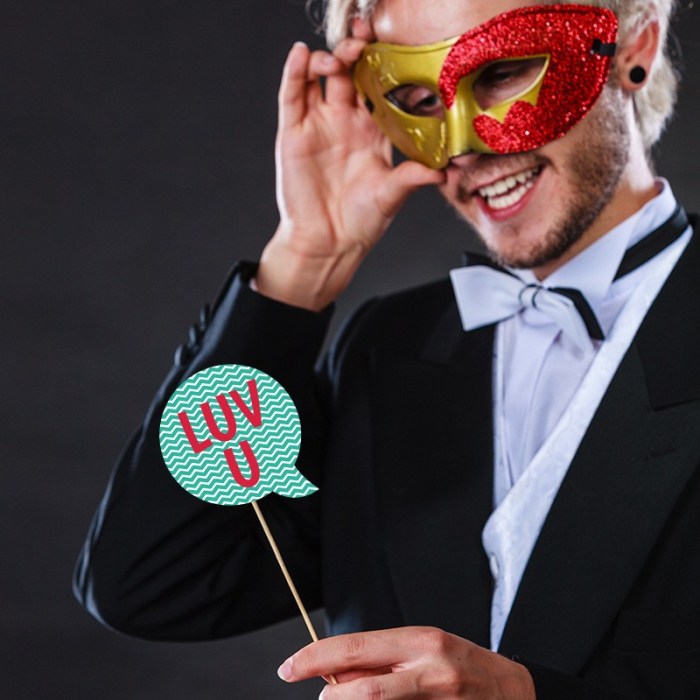 Set 12 Accesorii pentru Petrecere, , Props pentru Photo Corner, Tematica Iubire, Multicolor [6]